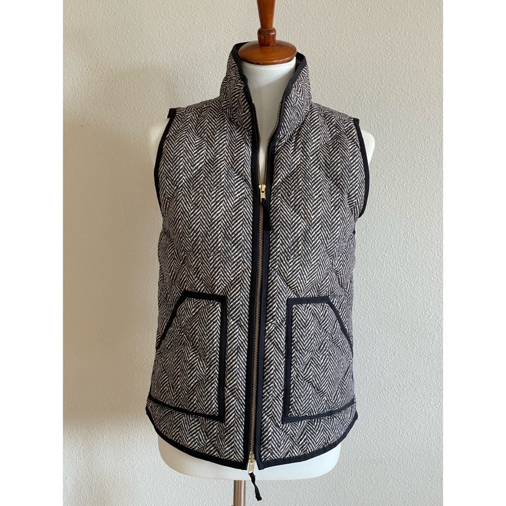 J. Crew Herringbone Quilted Puffer Vest — Like New!